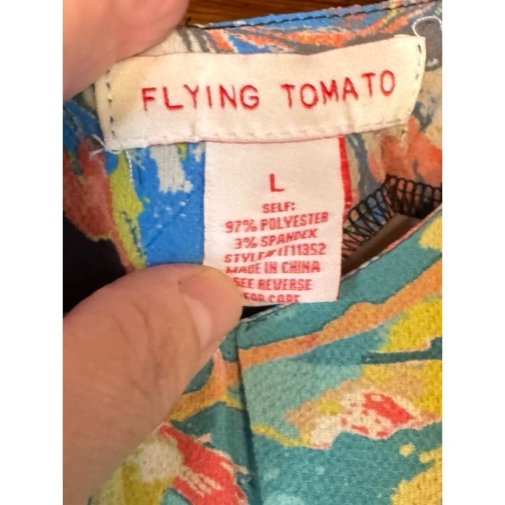 Flying Tomato Floral‎ Print Padded Shoulder Blouse Size Large - Picture 8 of 8